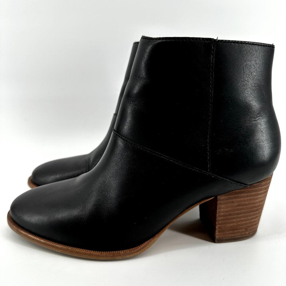 Madewell The Rosie Ankle Booties Side Zip Almond Toe Heeled Leather Black 7.5 - Picture 4 of 7